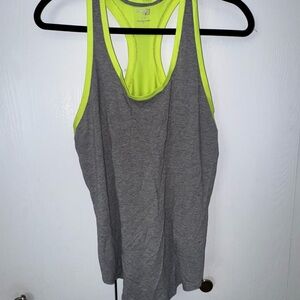 Danskin Now Gray and Neon Yellow Tank Top